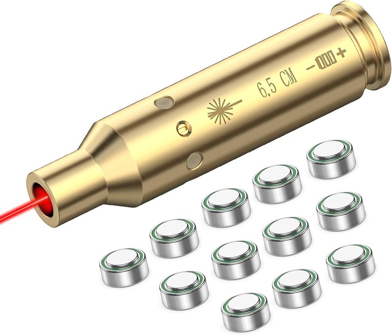 EZshoot Bore Sight Laser 9mm/ 223 5.56mm/ 30-06/25-06/270 /300BLK 7.62x35mm/ 6.5CM/ 12 Gauge Cal Red Laser Boresighter with Extra Batteries - Image 1
